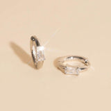 Titanium Baguette Crystal Rounded Huggie Hoop Earrings - FeatherTUFF™