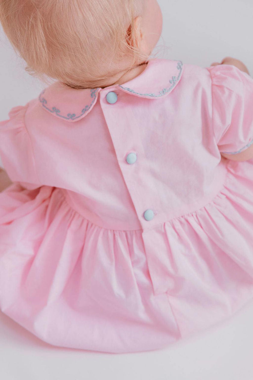Princess Charlotte Pink Hand-Smocked Bubble Romper