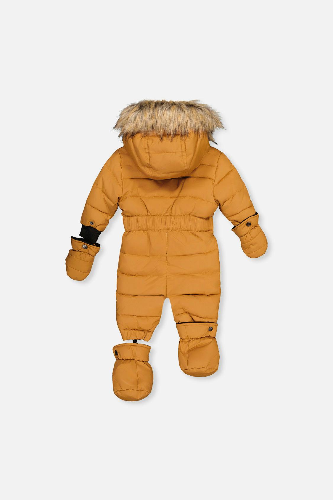Baby Original One Piece Puffy Snowsuit With Removable Mittens And Boots Brown Sugar