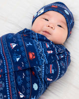 Sail Away Fair Isle Bamboo Swaddle & Beanie Set