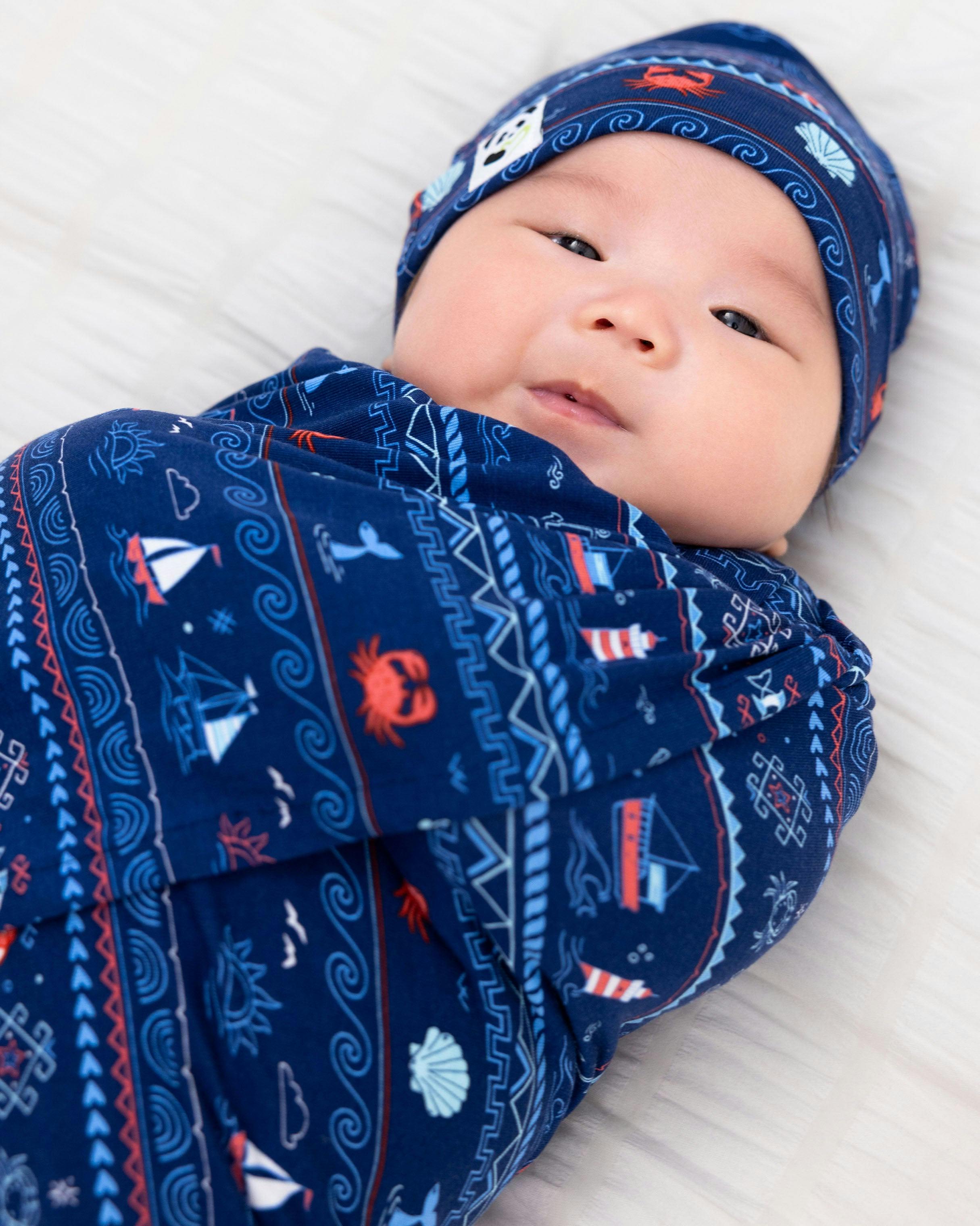 Sail Away Fair Isle Bamboo Swaddle & Beanie Set