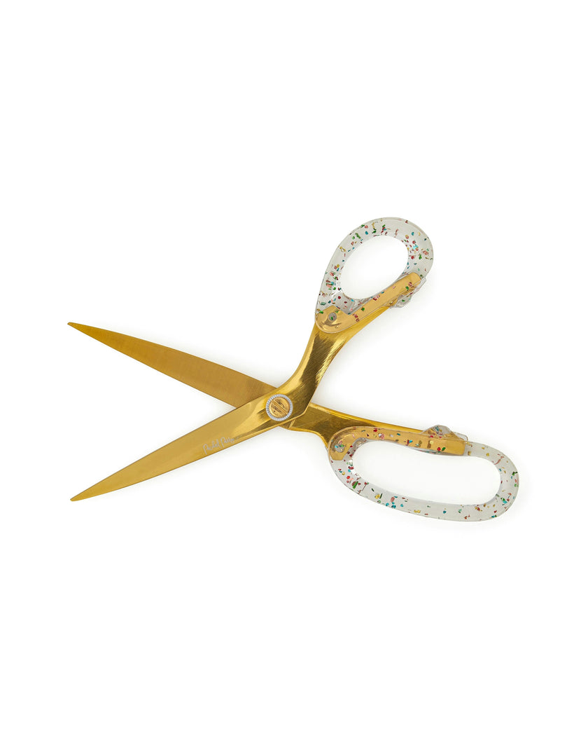 Packed Party Confetti Party Acrylic Scissors - 9-Inch Clear Confetti-Injected Handles with Gold-Tone Blades for Home School and Office Desks