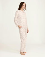 Women's Twill Colette Pajama Set in Camel Gingham