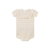 Girls Pointelle Jacquard Knit Romper Ecru