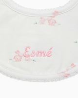 Baby Bib in Pale Pink Bunny