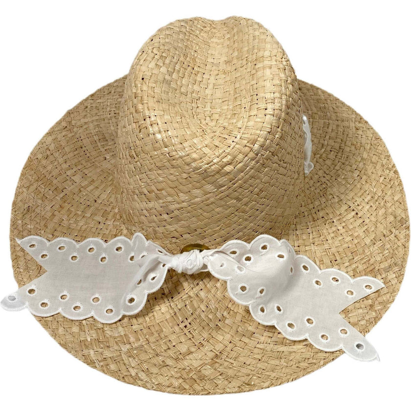 Women'S Oleander Antique Eyelet Lace Ribbon Sun Hat