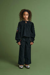 FLORECITAS MICROCORDUROY TOP BLACK
