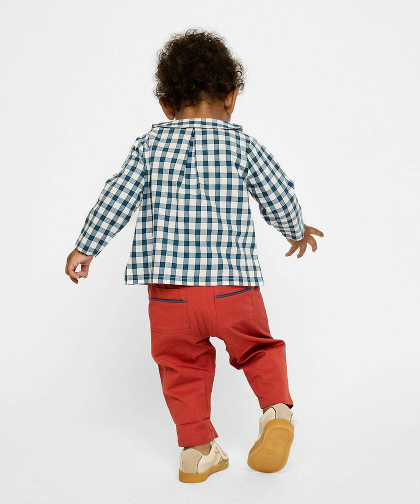 Jefferson Baby Shirt, Blue Picnic Check