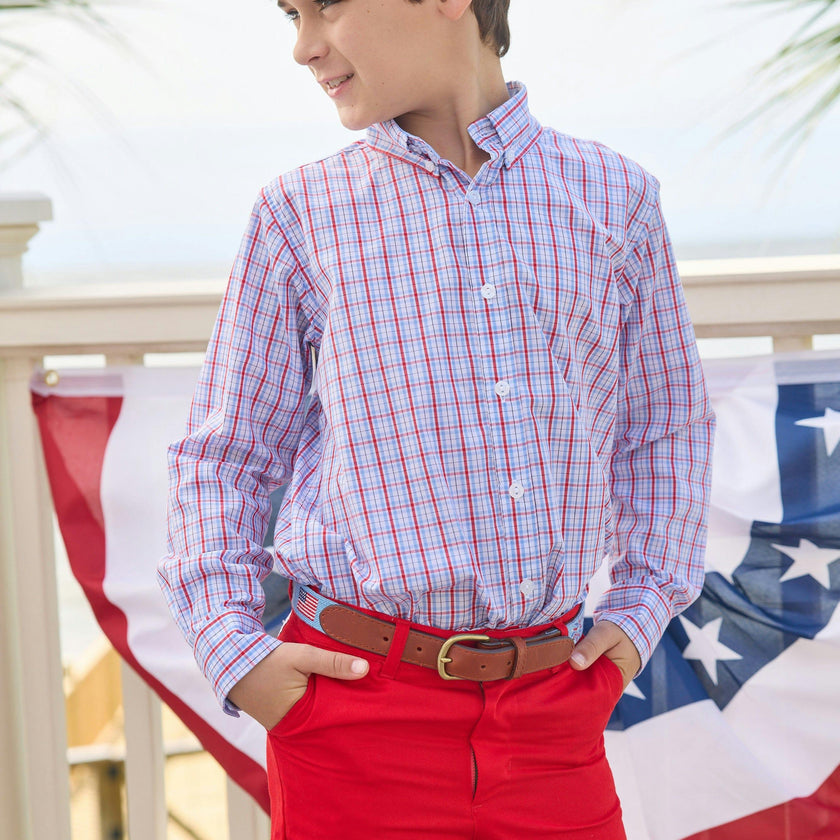 Button Down Shirt - Patriotic Plaid