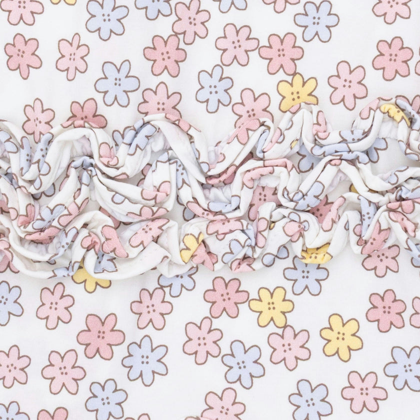 Sarah Floral - 2 Way Ruffle Back Zipper Footie