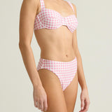 women's blush gingham mid rise bikini bottom