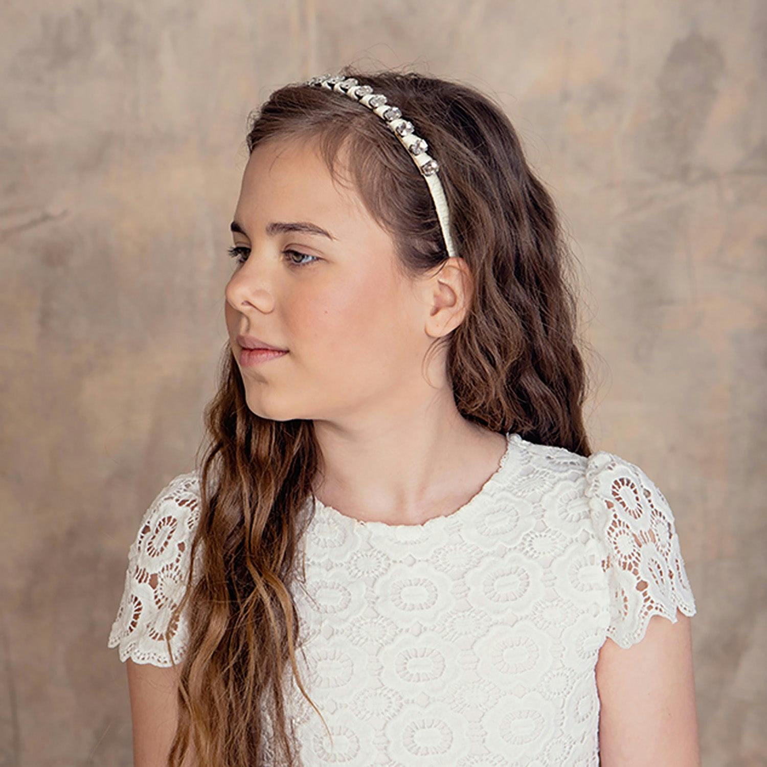 Halo Luxe Crystal Satin Headband - Ivory