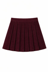 Jane Merlot Corduroy Pleated Skort