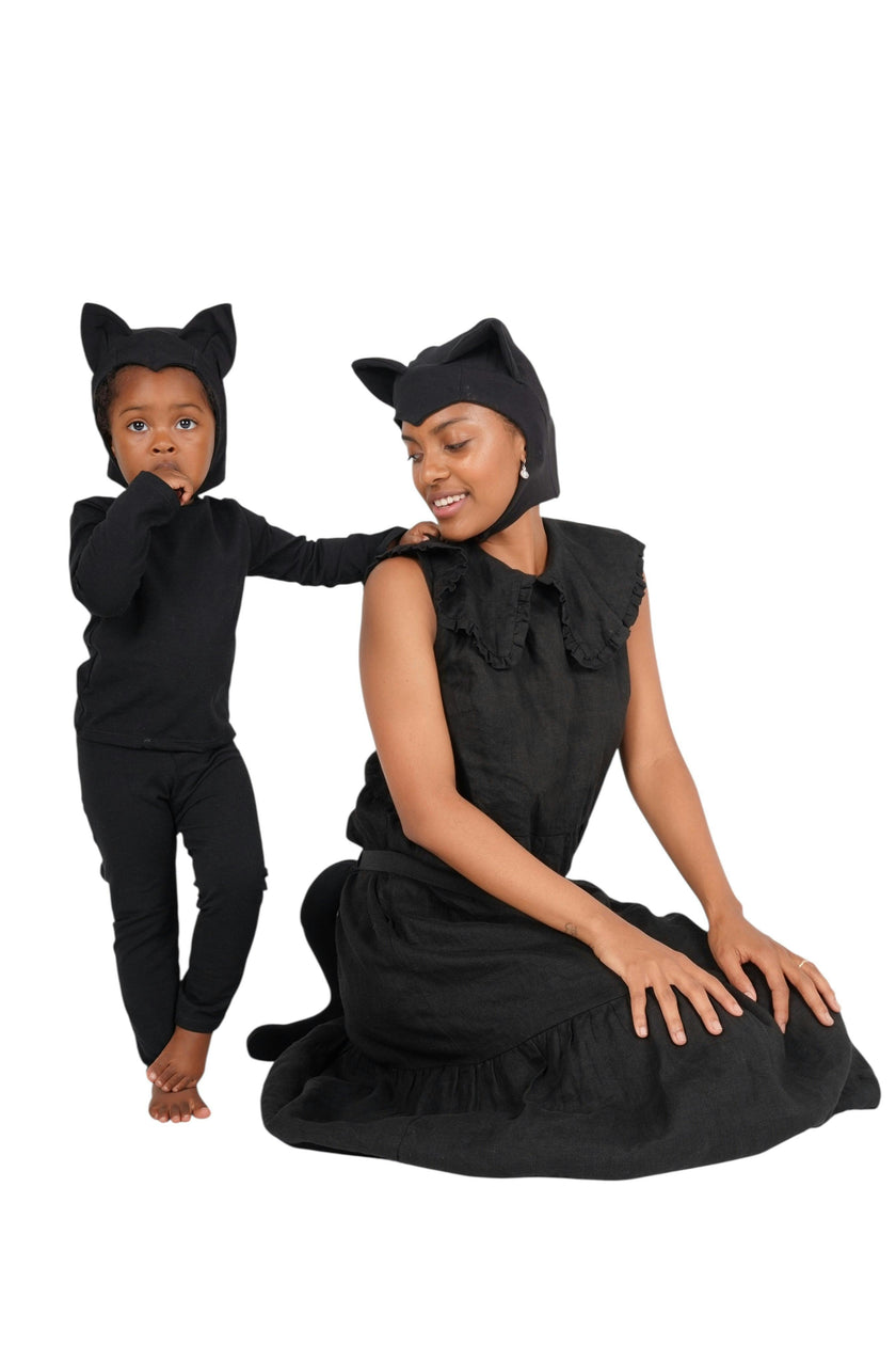 Adult Black Cat Hat & Tail Accessory Set