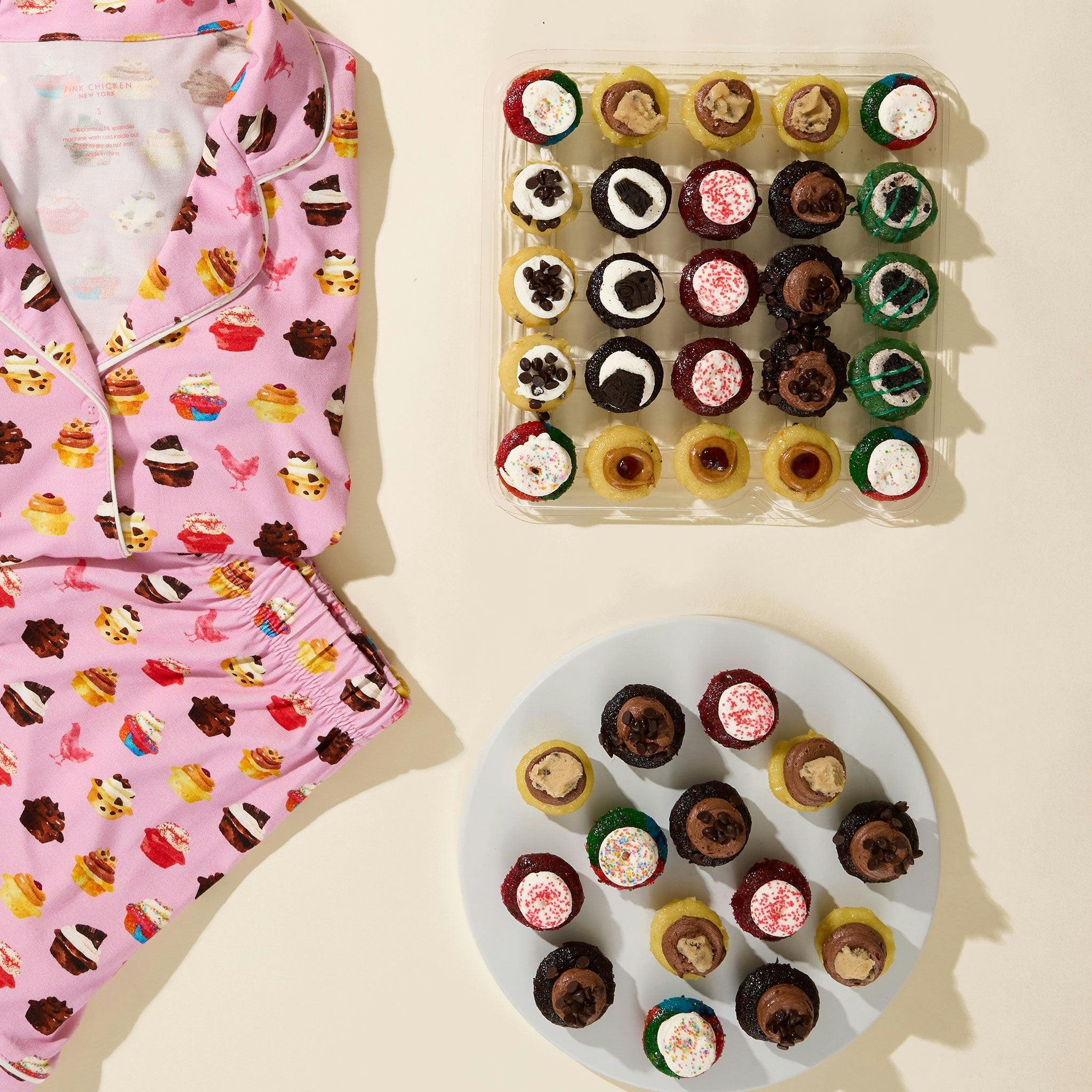 Womens Short Bamboo PJ Set - Pink Cupcakes