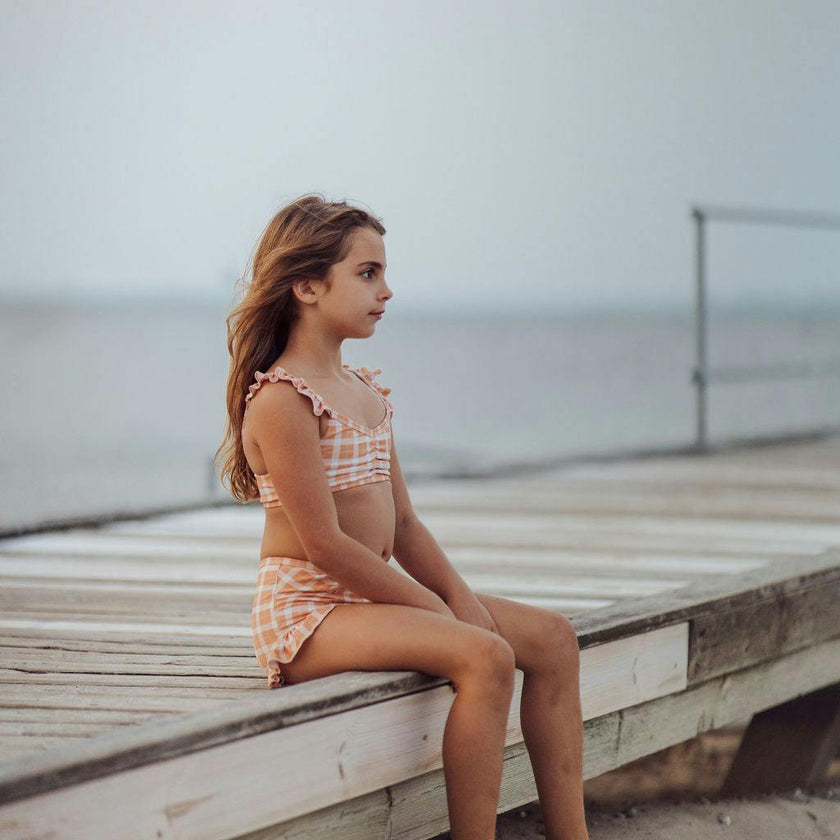 Ruffle 2 Piece Bikini | UPF + Recycled - Buckwheat Plaid