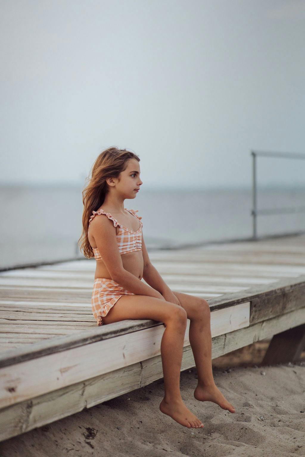 Ruffle 2 Piece Bikini | UPF + Recycled - Buckwheat Plaid