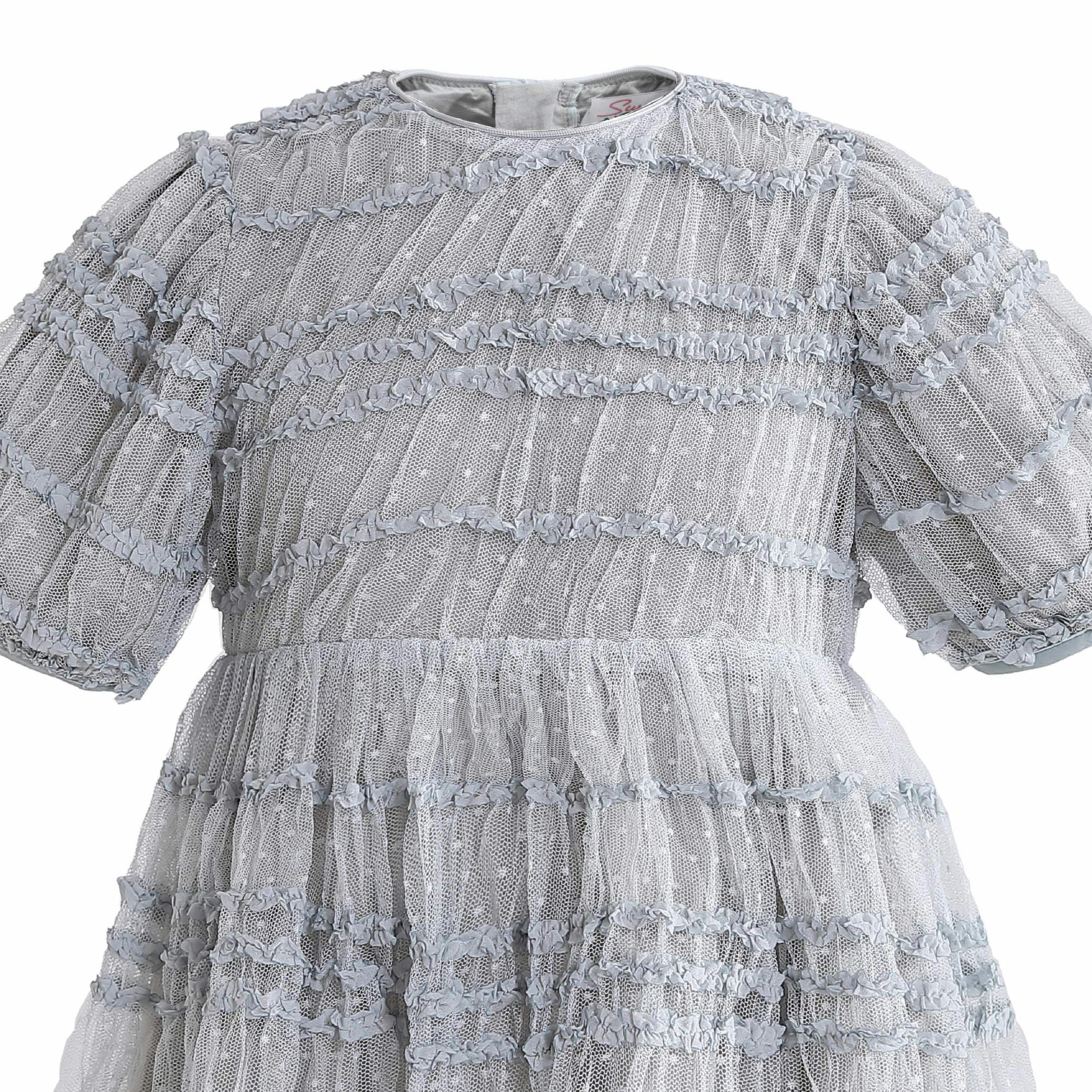Silver Mist Ruffle Dress