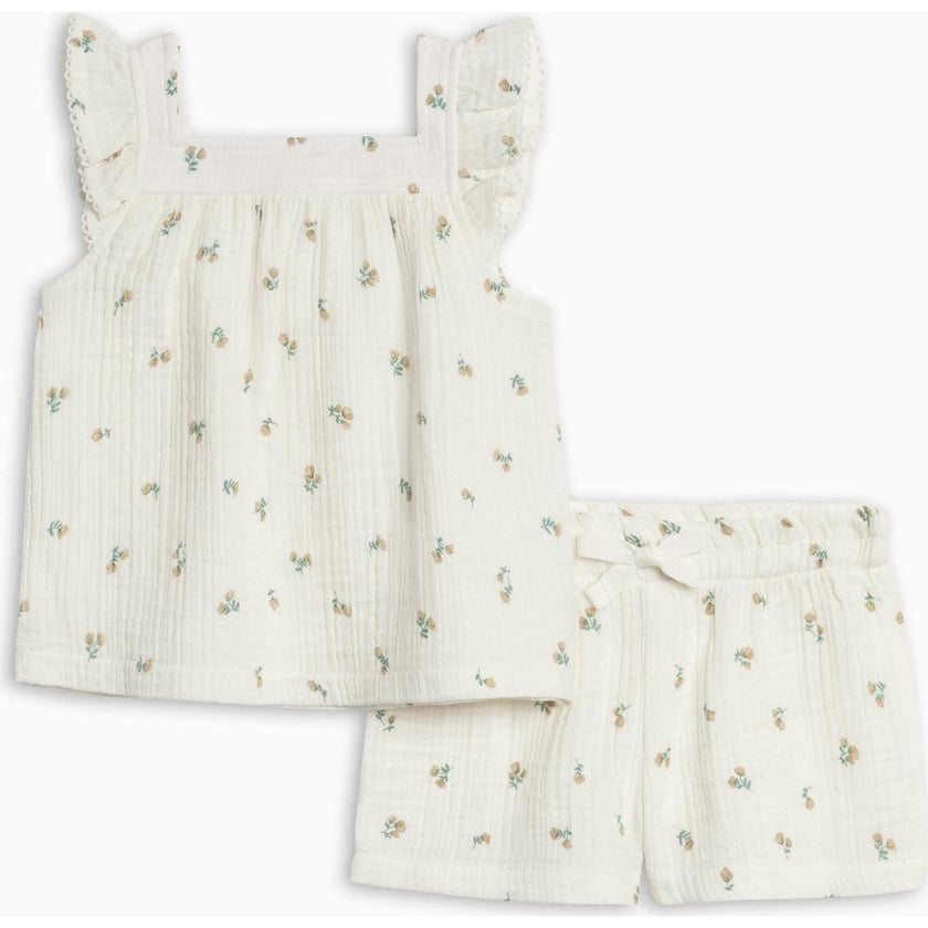 Louise Muslin Tank and Short Set - Palmer Floral / Dune + Laguna