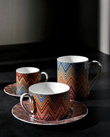 Coffee Cup & Saucer ZIG ZAG Set of 2 in Luxury Box Jarris 156 diam. 2.3", H 2.5", Cap. 4 oz, Saucer diam. 4.75"