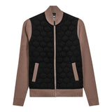 Quilted Bomber With Knit Sleeves