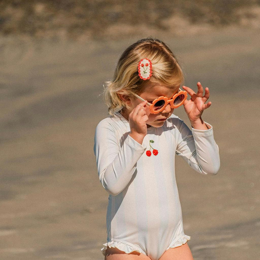 L/S Cherry Swimsuit in Blue Striple
