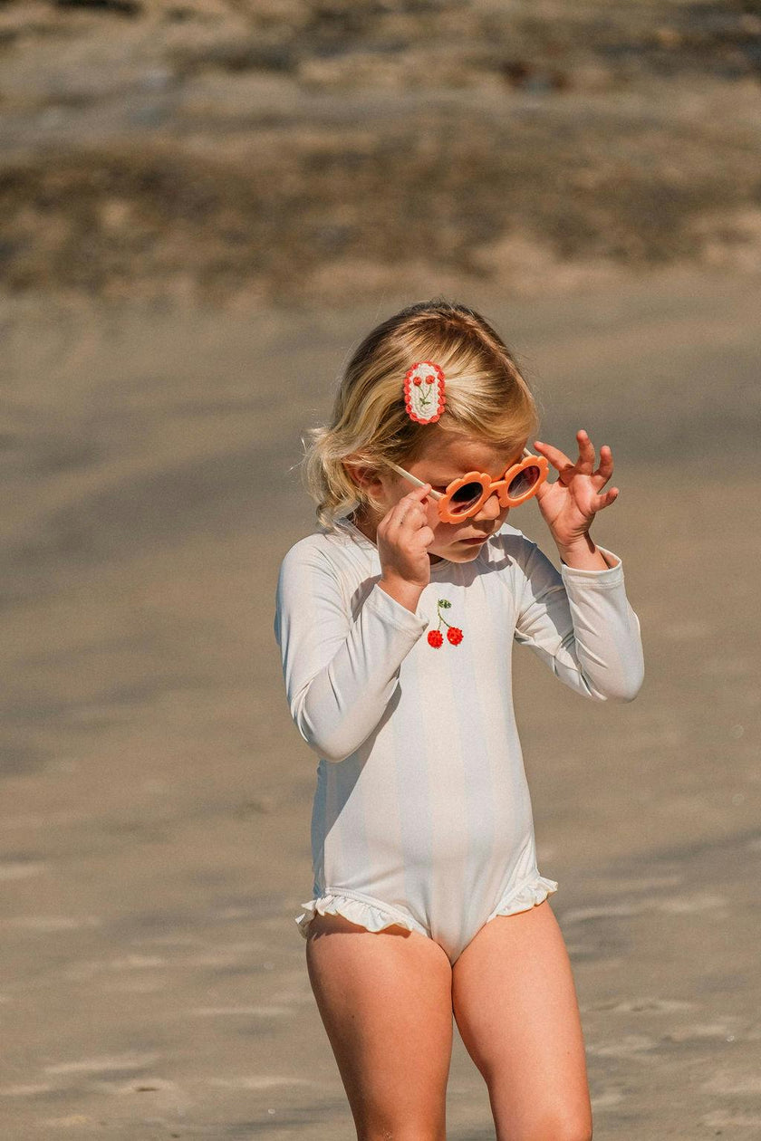 L/S Cherry Swimsuit in Blue Striple