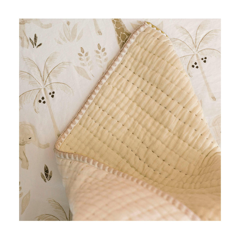 Kendi Beige Cotton Hand-Quilted Baby Blanket