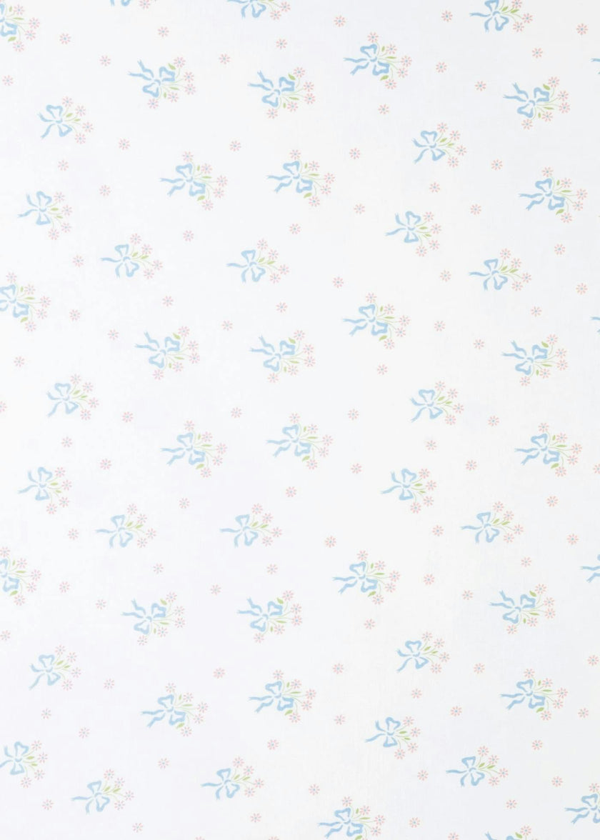 Pima Crib Sheet - Blue Bow Bouquet