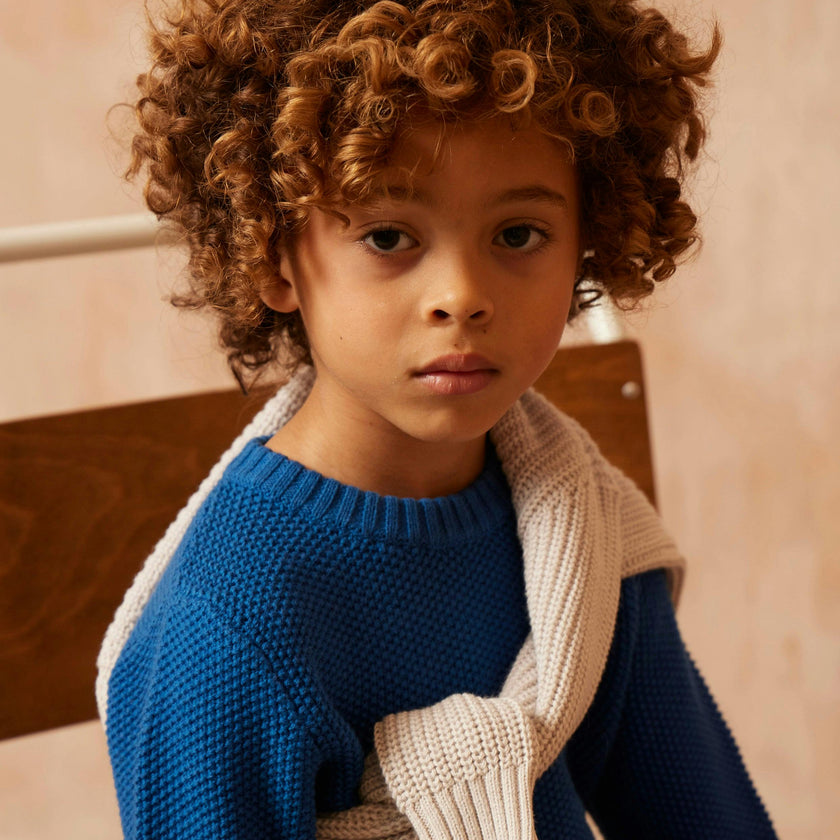 Moss Stitch Jumper | Cobalt Blue