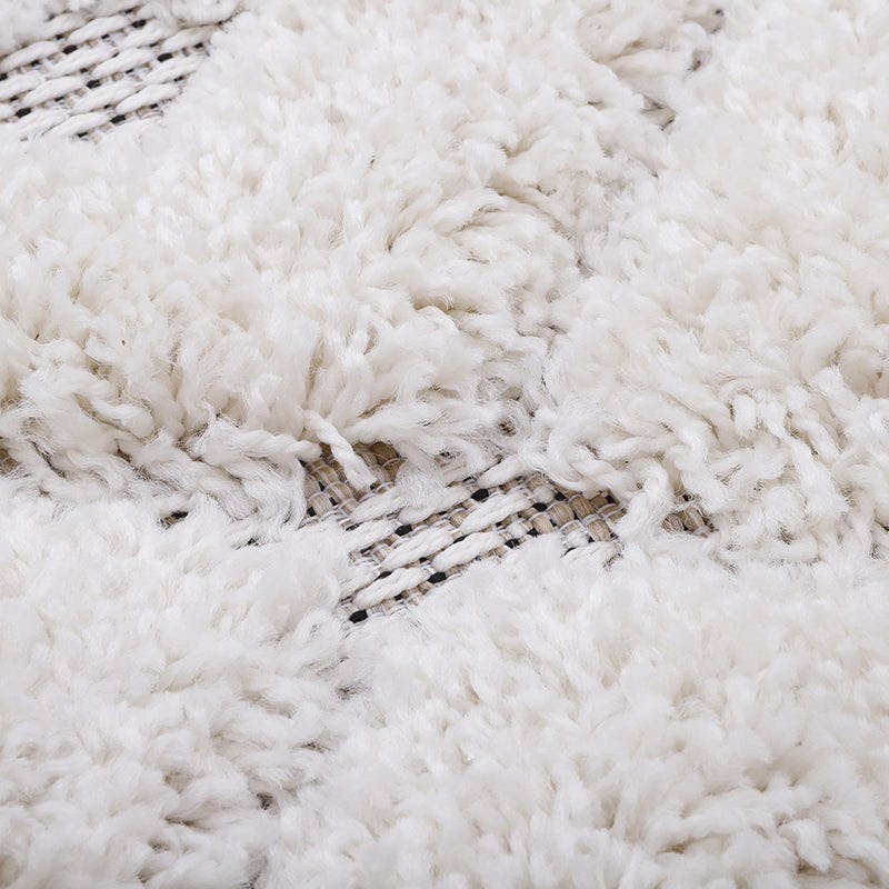 Homy Velvet Flat Woven Dotted Fringed Rectangular Rug