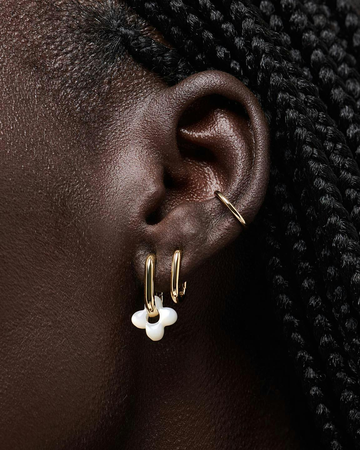 Flower Earrings - Cassia Hoops Mother of Pearl