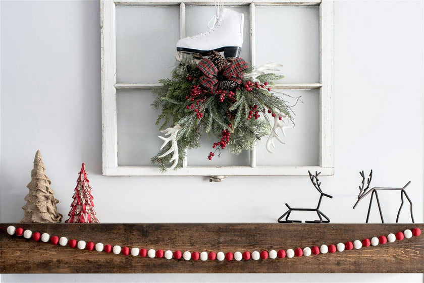 White & Red Ball Felt Garland