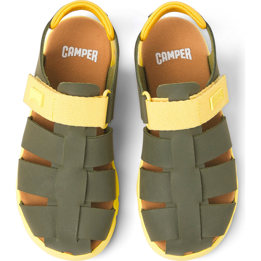Oruga Sandals, Medium Green & Yellow