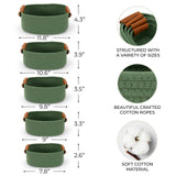 Beautiful Storage Basket Set of 5 - Modern Cotton Rope Baskets for Organizing Shelves - Perfect Bins for Nursery, Changing Table, Office and Living Room