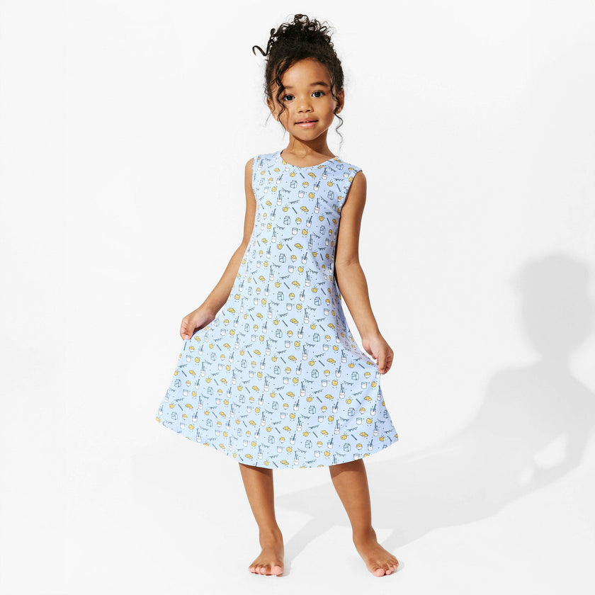 Milk & Cookies Blue Bamboo Girls' Sleeveless Dress