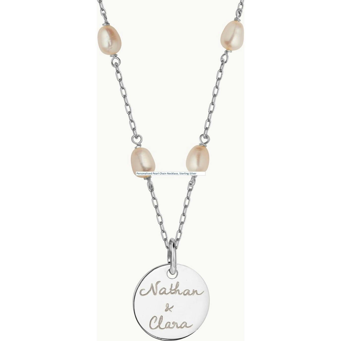 Personalized Pearl Chain Necklace, Sterling Silver