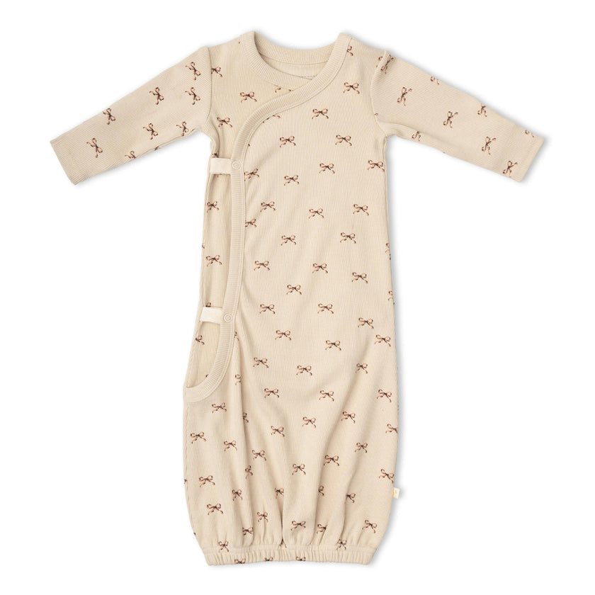 Organic Kimono Infant Sleep Gown - Tiny Bows