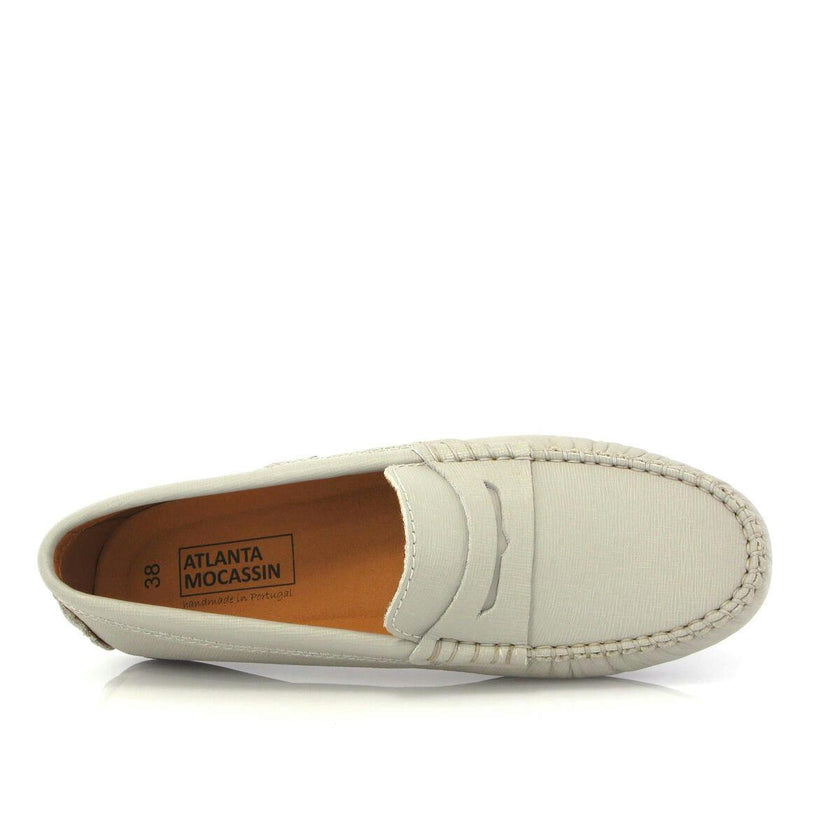 Penny 032 Walker Moccasins, light grey saffiano leather