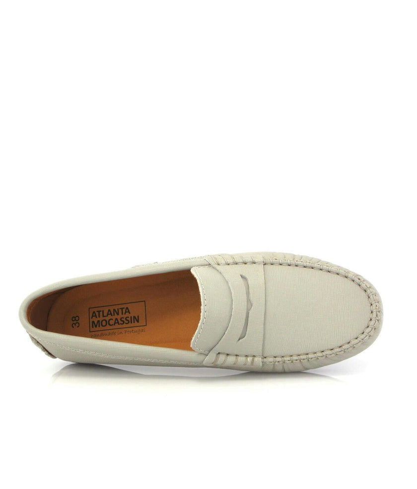 Penny 032 Walker Moccasins, light grey saffiano leather