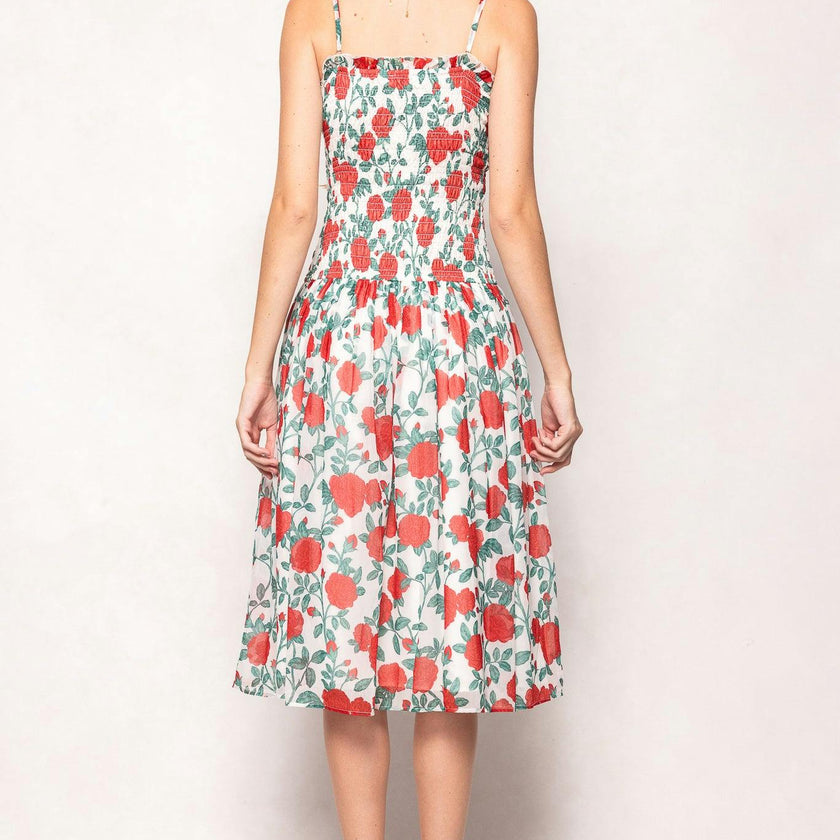 Kimberly Dress in Red Roses