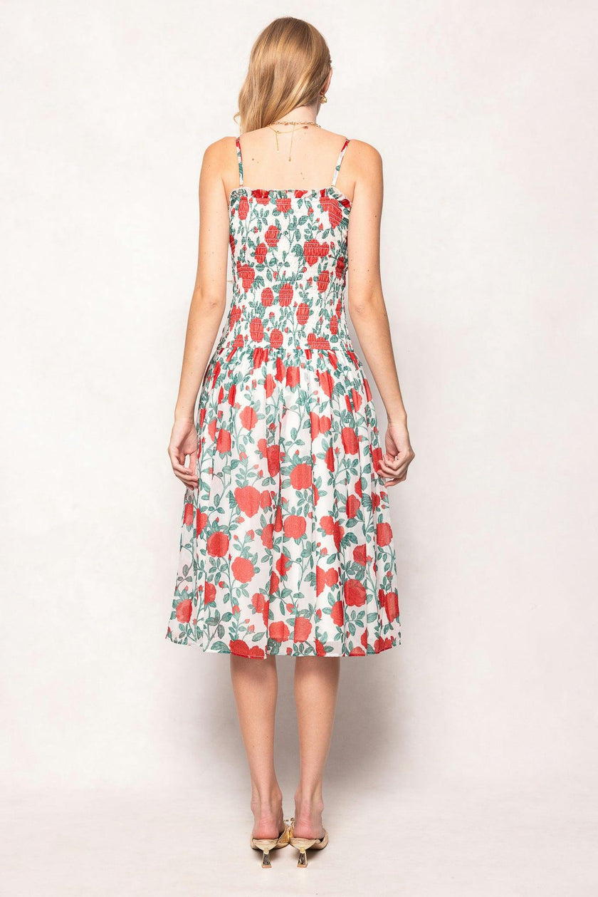 Kimberly Dress in Red Roses