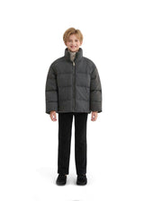 Black Puffer Jacket with High Collar
