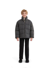 Black Puffer Jacket with High Collar