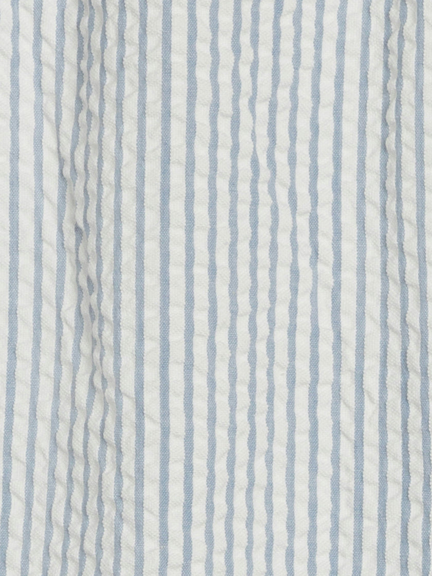 Rosalie Seersucker Ruffle Bubble Romper - Shore Stripe / Sea