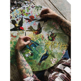 Piece and Love Hummingbirds  Round Jigsaw Puzzle