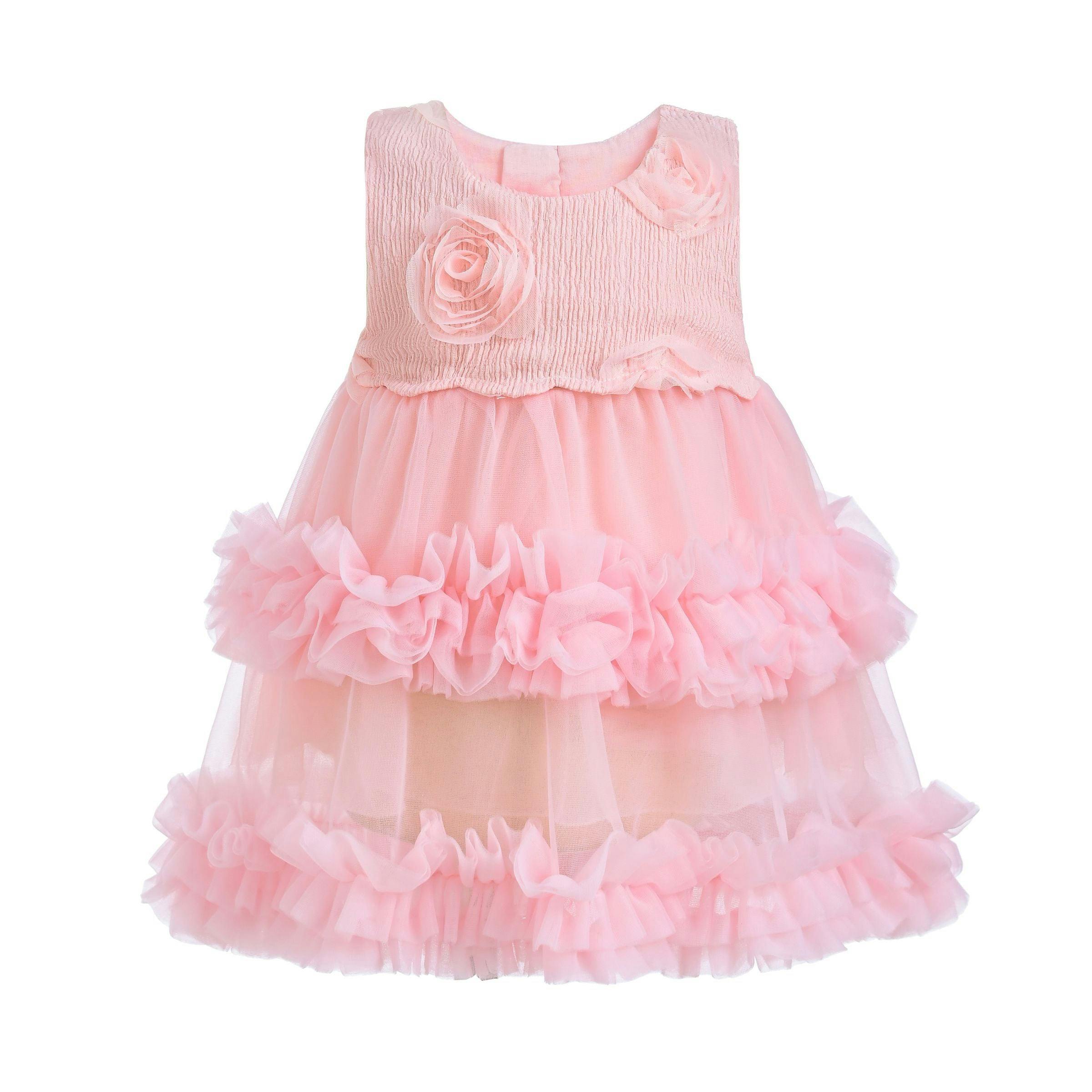 Pink Flower Layered Tulle Dress