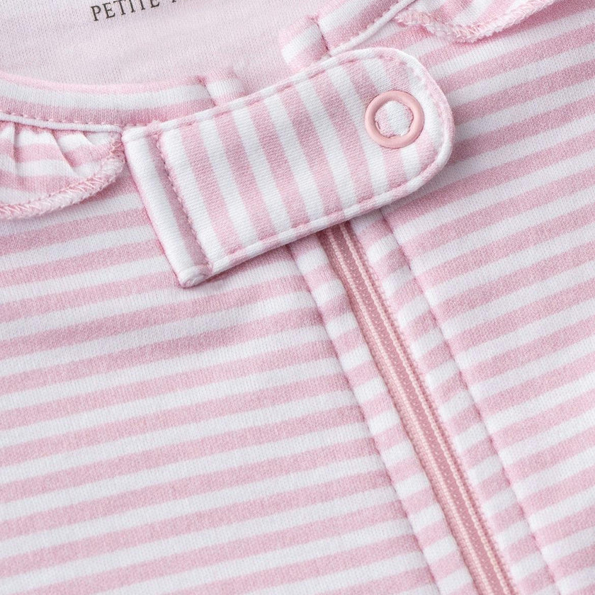 Baby's Pima Snug Fit Romper in Pink Stripes