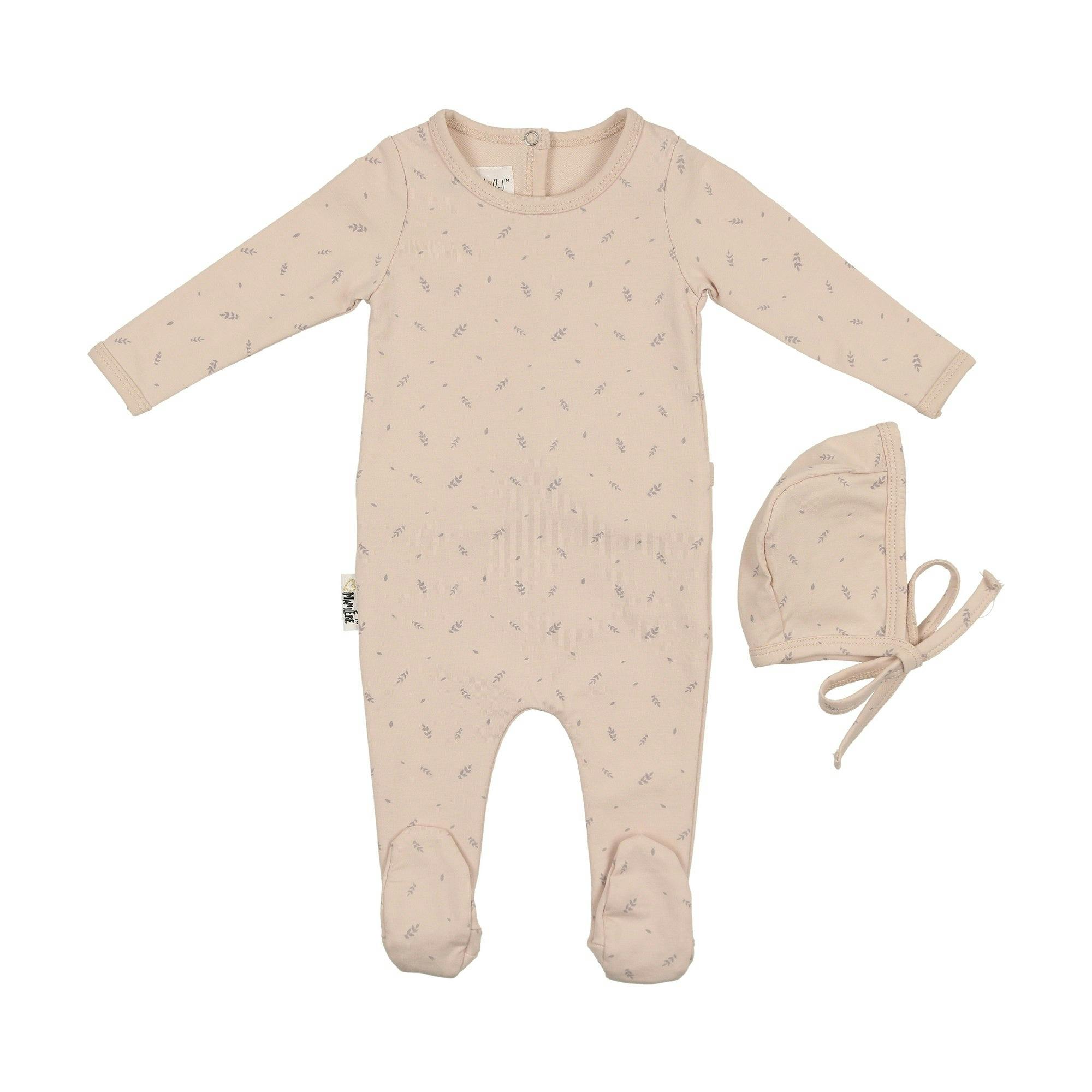 Elegant Leaves Footie and Beanie Set