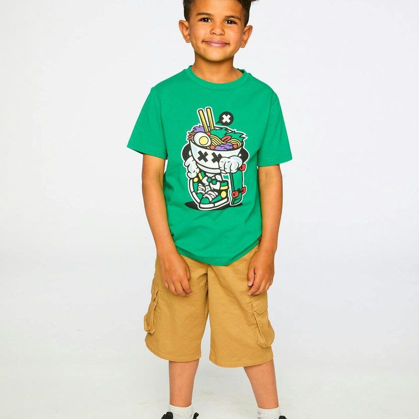 Organic Cotton Jersey T-Shirt With Print Green